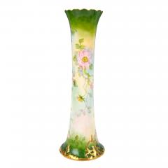 Antique Hand painted Gilt Decorated Tall Porcelain Rose Vase Belleek Willets - 3624323