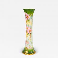 Antique Hand painted Gilt Decorated Tall Porcelain Rose Vase Belleek Willets - 3624972