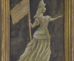 Antique Hand painted Water Color of Lady Liberty - 1713819