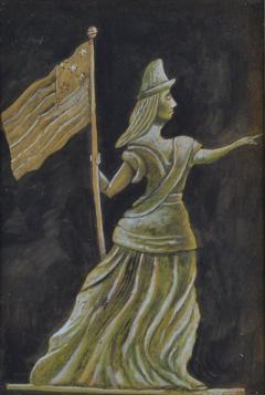 Antique Hand painted Water Color of Lady Liberty - 1716387