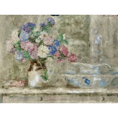 Antique Henry Dezire French Impressionist Oil Painting Still Life - 4097832
