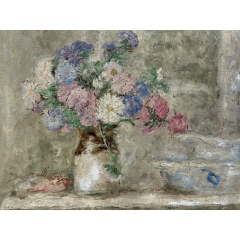 Antique Henry Dezire French Impressionist Oil Painting Still Life - 4097833