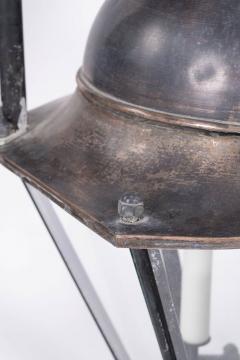 Antique Hexagonal Glass Paneled Domed Copper Lantern - 4542323