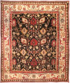 Antique Indian Agra Bold Botanic Handmade Wool Rug - 2461161