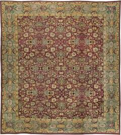 Antique Indian Agra Burgundy Background Rug - 2461192