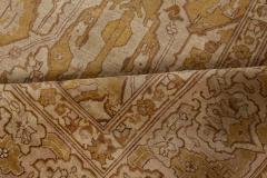 Antique Indian Amritsar Beige Brown Gold Handmade Wool Rug Size Adjusted  - 2452985