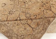 Antique Indian Amritsar Beige Brown Handmade Wool Rug - 2452989