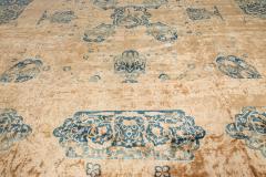 Antique Indian Animal Design Beige and Sky Blue Handwoven Wool Rug - 2452812