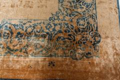 Antique Indian Animal Design Beige and Sky Blue Handwoven Wool Rug - 2452813