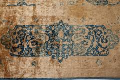 Antique Indian Animal Design Beige and Sky Blue Handwoven Wool Rug - 2452814