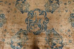 Antique Indian Animal Design Beige and Sky Blue Handwoven Wool Rug - 2452815