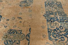 Antique Indian Animal Design Beige and Sky Blue Handwoven Wool Rug - 2452816