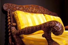 Antique Indian Bombay Padouk Wood Exotic Superbly Carved Settee - 1191820