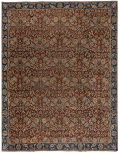 Antique Indian Brown Handmade Wool Rug - 2452884