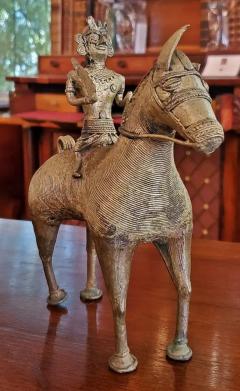 Antique Indian Dhokra Horse and Rider Sculpture - 4127981