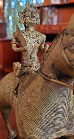 Antique Indian Dhokra Horse and Rider Sculpture - 4127998