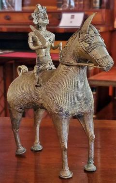 Antique Indian Dhokra Horse and Rider Sculpture - 4128059