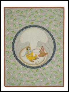 Antique Indian Miniature Painting Krishna With Radha - 3880942