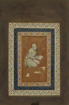 Antique Indian Mughal School Miniature Painting Old Man - 3884033