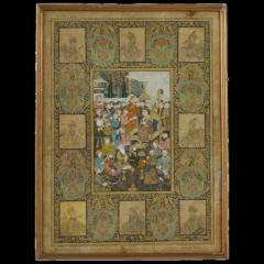 Antique Indian Mughal School Painting Court Emperors - 3880970