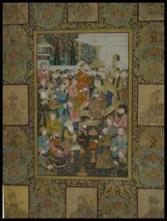 Antique Indian Mughal School Painting Court Emperors - 3880994