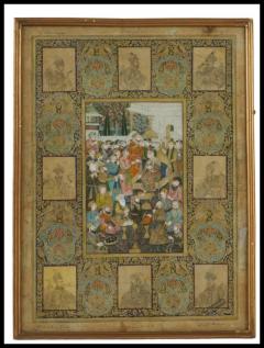 Antique Indian Mughal School Painting Court Emperors - 3880996