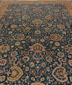 Antique Indian Navy Blue and Beige Handmade Wool Carpet - 2453078