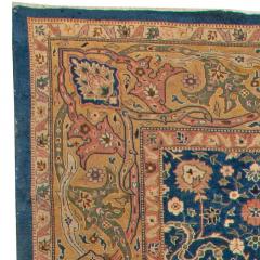 Antique Indian Navy Blue and Beige Handmade Wool Carpet - 2453079