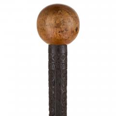 Antique Indian carved wood folk art walking stick - 4064026