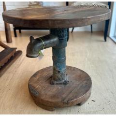 Antique Industrial Chic Iron Wood Side Table - 3387403