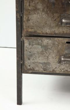 Antique Industrial Metal Chest of Drawers with Chunky Wood Top c 1900  - 1224002