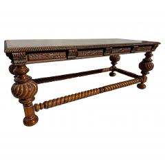 Antique Italian Baroque Style Barley Twist Walnut Writing Table - 4416009