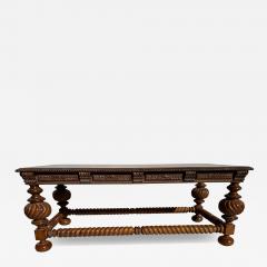 Antique Italian Baroque Style Barley Twist Walnut Writing Table - 4419456