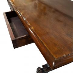 Antique Italian Carved Walnut Trestle Library Dining or Writing Table Paw Feet - 4762617