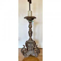 Antique Italian Giltwood Pricket Candlestick Table Lamp - 3090591