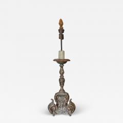 Antique Italian Giltwood Pricket Candlestick Table Lamp - 3098395