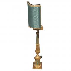 Antique Italian Giltwood Table Lamp With Custom Roman Shade - 4795200