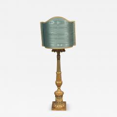 Antique Italian Giltwood Table Lamp With Custom Roman Shade - 4796540
