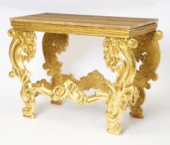 Antique Italian Hand Carved Gilt Rococo Marble Top Console Table - 3886402