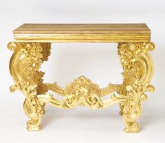 Antique Italian Hand Carved Gilt Rococo Marble Top Console Table - 3886403