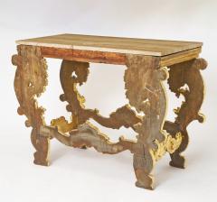 Antique Italian Hand Carved Gilt Rococo Marble Top Console Table - 3886408