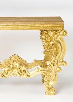 Antique Italian Hand Carved Gilt Rococo Marble Top Console Table - 3886409