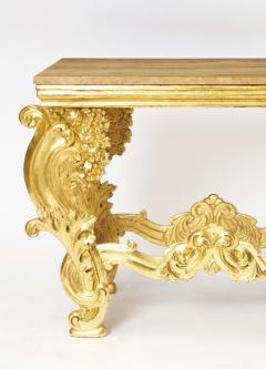 Antique Italian Hand Carved Gilt Rococo Marble Top Console Table - 3886410