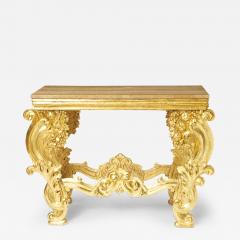 Antique Italian Hand Carved Gilt Rococo Marble Top Console Table - 3890643