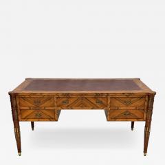 Antique Italian Louis XVI Walnut Bronze Leather Partner s Writing Desk - 4767335