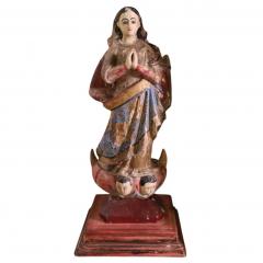 Antique Italian Polychrome Santos Figure in Red Gold Reliquary - 4762736
