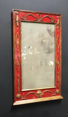 Antique Italian Red and Gold Leaf Neoclassical Style Wall Mirror 1930s - 1950813