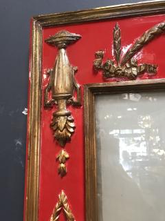 Antique Italian Red and Gold Leaf Neoclassical Style Wall Mirror 1930s - 1950819