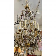 Antique Italian Rock Crystal Chandelier W Purple Fruit - 2227938
