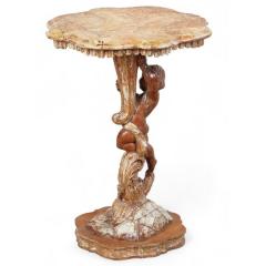 Antique Italian Rococo Parcel Gilt Polychrome Decorated Figural Occasional Table - 4406732